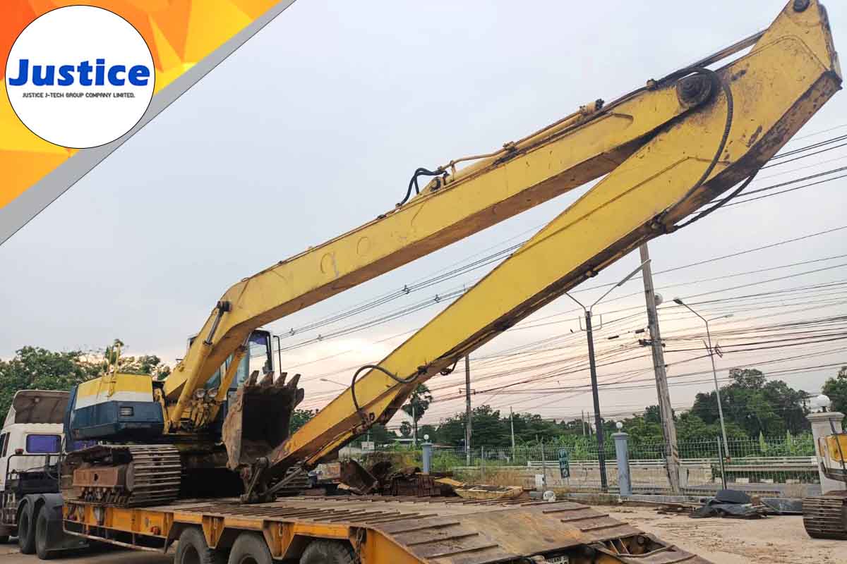 รถแม็คโคร เช่าแบคโฮ PC200 บูมยาว